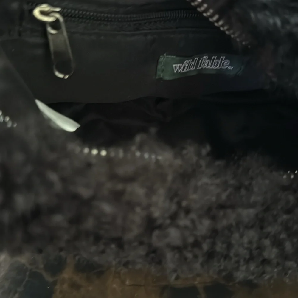 New! Slouchy Faux Fur Hobo Shoulder Handbag - Wild Fable, Black